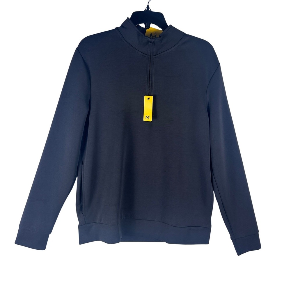 Members Mark Mens Sandwash Quarter Zip Pullover Black Size M Relaxed Fit NEW